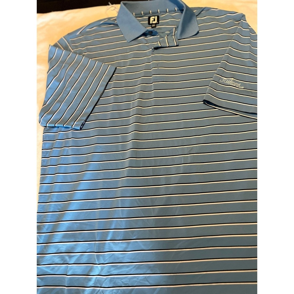 FootJoy Ridgemont Country‎ Club Golf Polo Shirt Striped Blue White
